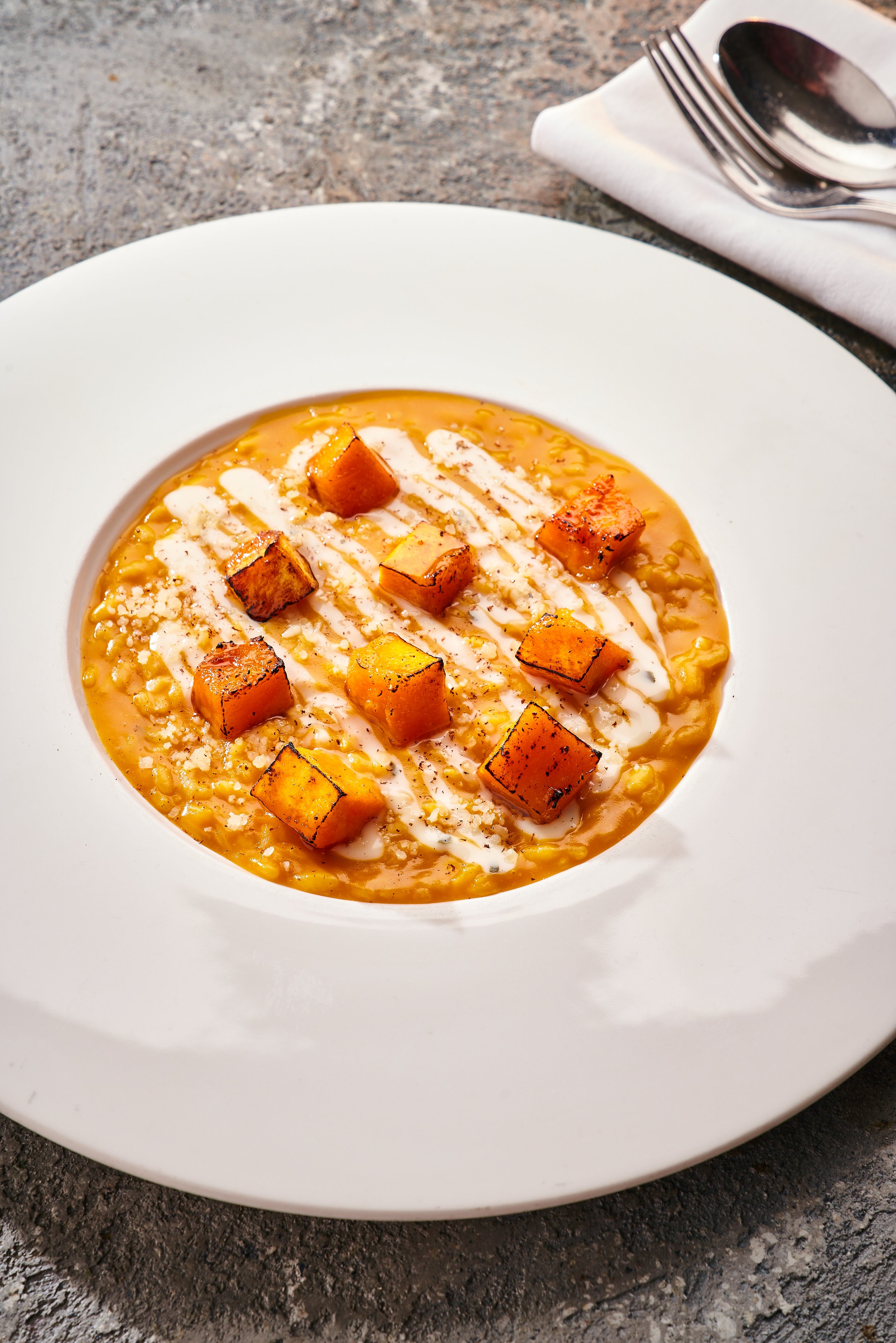 Ризотто с печеной тыквой и сыром Blue Cheese